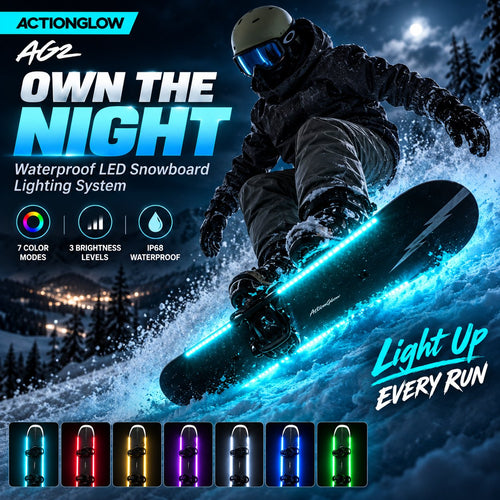 Waterproof LED Snowboard Lights – 7-Color Underglow Kit with 3 Brightness Levels & Easy 5-Minute Install