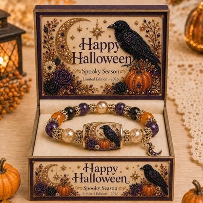 🎃 Limited Edition Halloween Black Cat & Pumpkin Beaded Bracelet Set | Spooky Cute Gift Jewelry