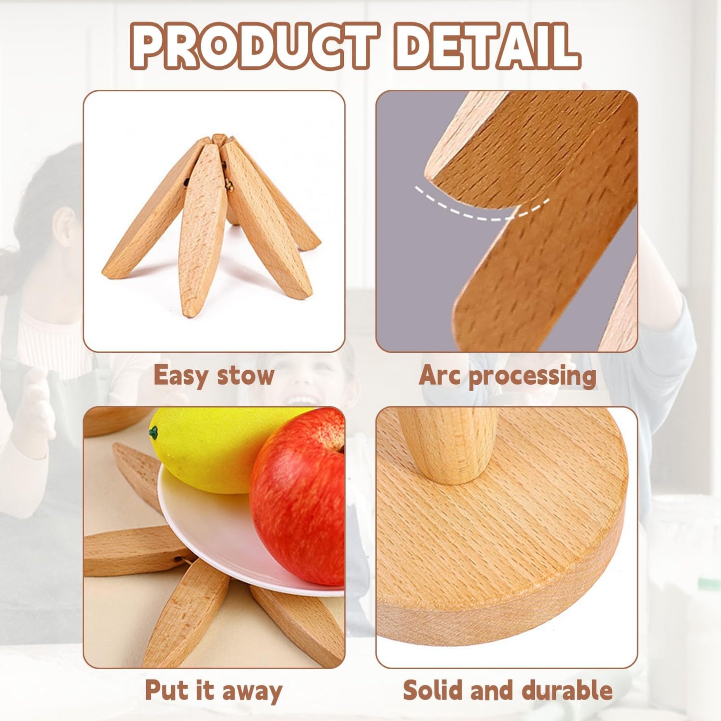 🔥Limited Time 49% Off✨Natural Tree Trivet Set - 4 Wooden Trivets & 1 Stand,Like a Christmas Tree🎄
