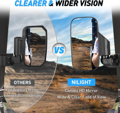 UTV Break-Away Side Mirrors for Polaris Ranger & Can-Am Defender