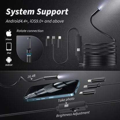 🔥LAST DAY SALE 49% OFF-🔎 Plug-and-Play Endoscope Camera - Compatible with Android & iPhone & ipad for Direct Connection