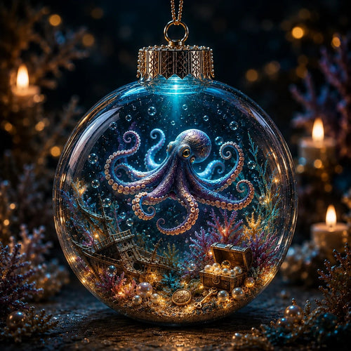 🌊 Ocean Series Illuminated 3D Model Decoration Collection | Clear Display Ornament with Detailed Sea Creatures, Coral, Shell & Pearl-Style Accents ✨