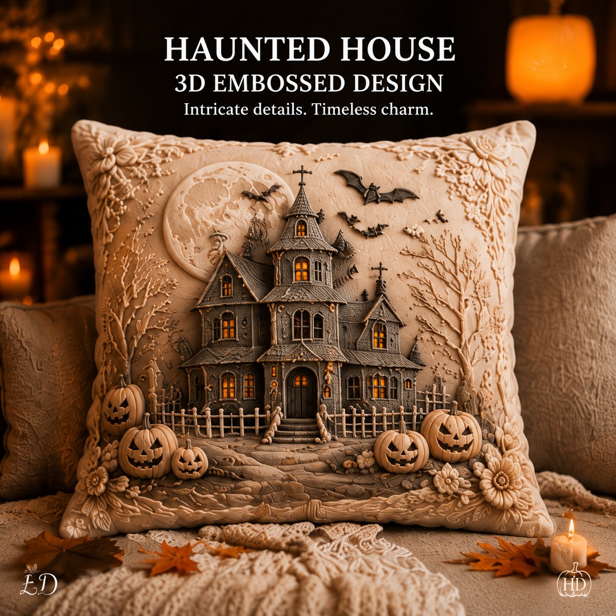 🏆 50K+ SOLD!🎃3D Embossed Halloween Pillow Covers