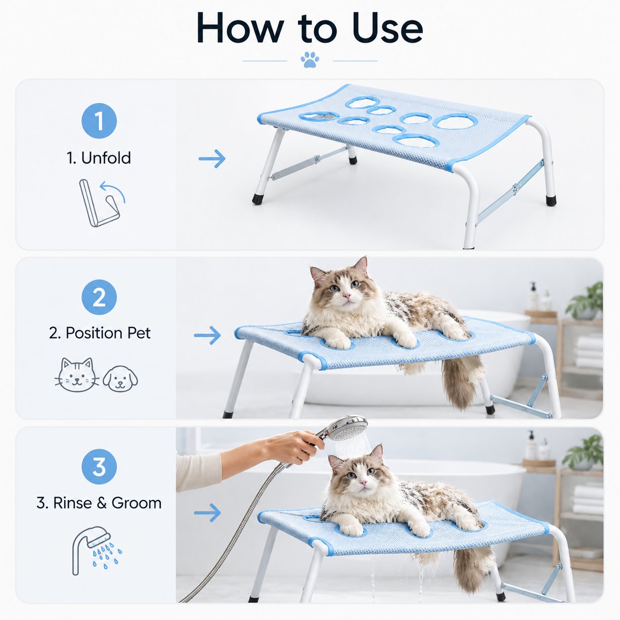 🐾 Limited-Time 49% OFF – Foldable Pet Bathing Support Stand for Cats & Small Dogs