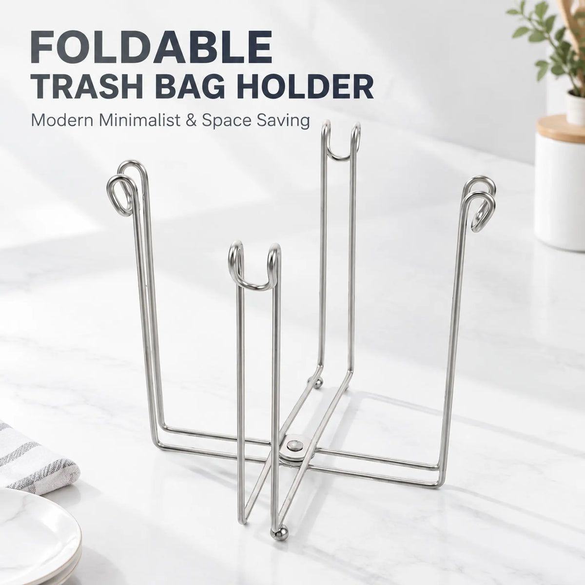 Easy to Disposal, Just Hook the Trash Bag, Foldable 304 Stainless Steel Trash Bag Holder🗑️ - image 7