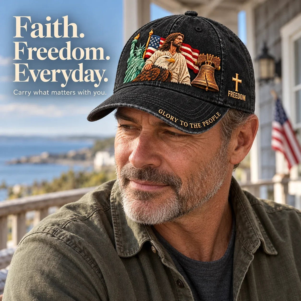✝️🇺🇸 Faith & Freedom American Heritage Embroidered Cap