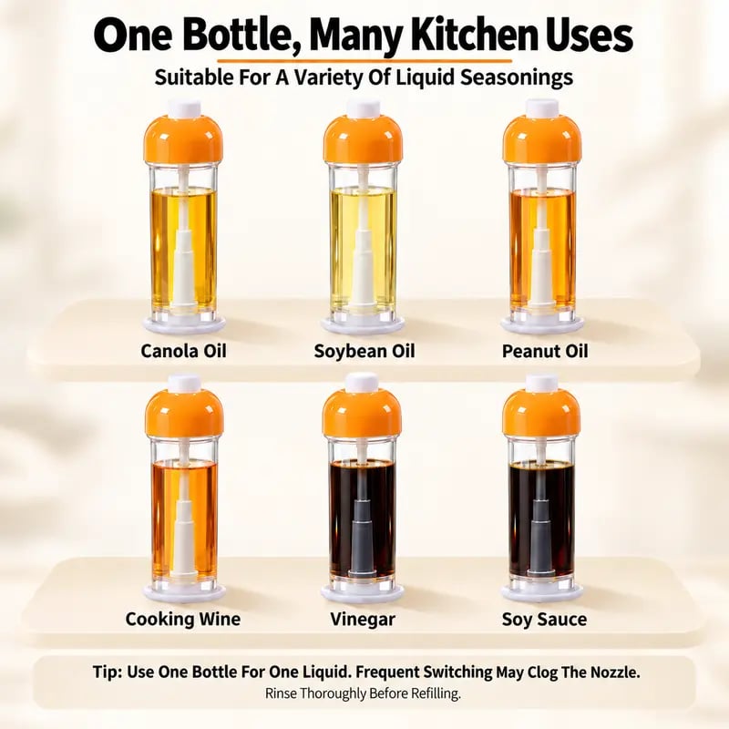 👩🏻‍🍳❤️Refillable Oil Sprayer Bottle with Protective Cap – Fine Mist, Less Oil & Multi-Purpose for Air Fryer, Cooking & BBQ