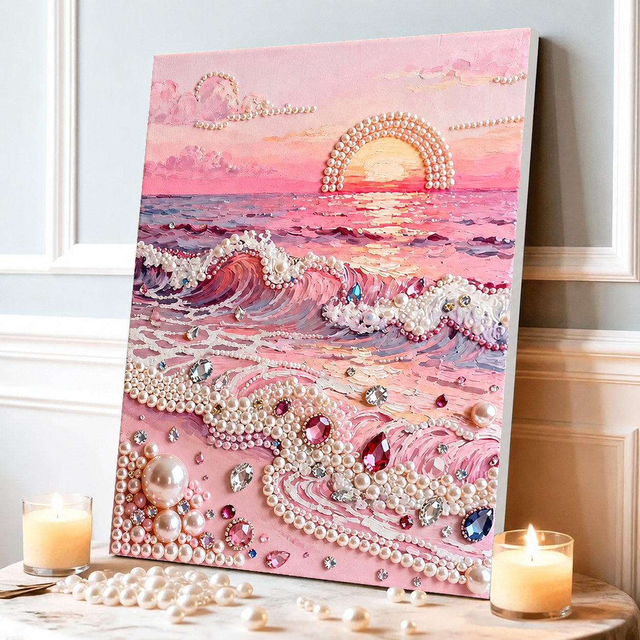 ✨ LAST DAY 49% OFF – Premium Pearl Self-Adhesive Canvas Art Kit | Pre-Printed Oil Canvas with Acrylic Pearl Pieces DIY Elegant 40×50cm Wall Decor 🖼️💎