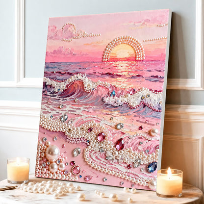 ✨ LAST DAY 49% OFF – Premium Pearl Self-Adhesive Canvas Art Kit | Pre-Printed Oil Canvas with Acrylic Pearl Pieces DIY Elegant 40×50cm Wall Decor 🖼️💎