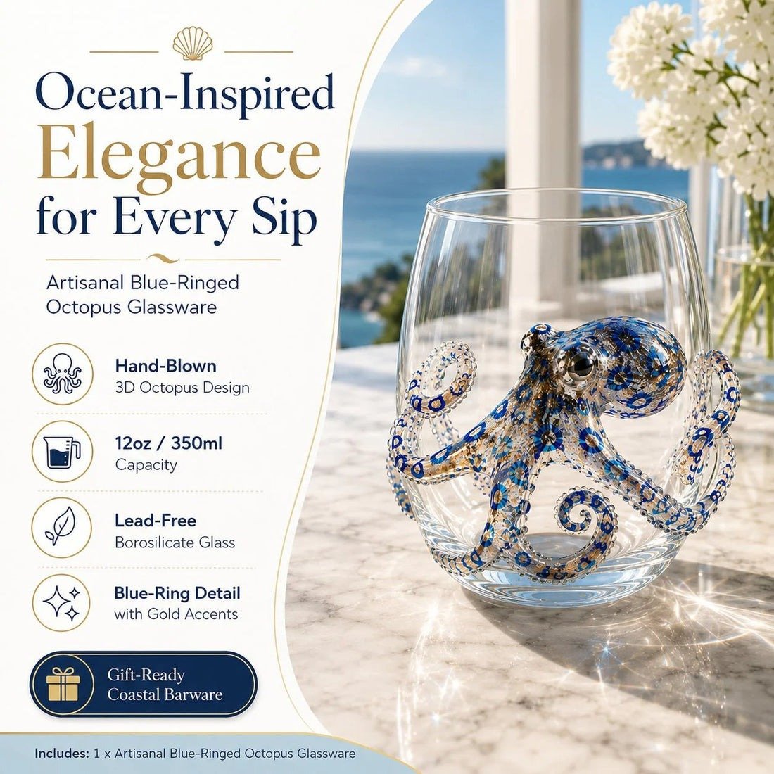 ⏰Last day Promotion-🎁The Perfect Beach House Gift🌊3D Ocean Animal Artisan Glassware Collection