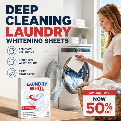 📍 Deep Cleaning Laundry Whitening Sheets ✨🧺 Powerful Stain Remover Brightening Fabric Laundry Cleaning Sheets