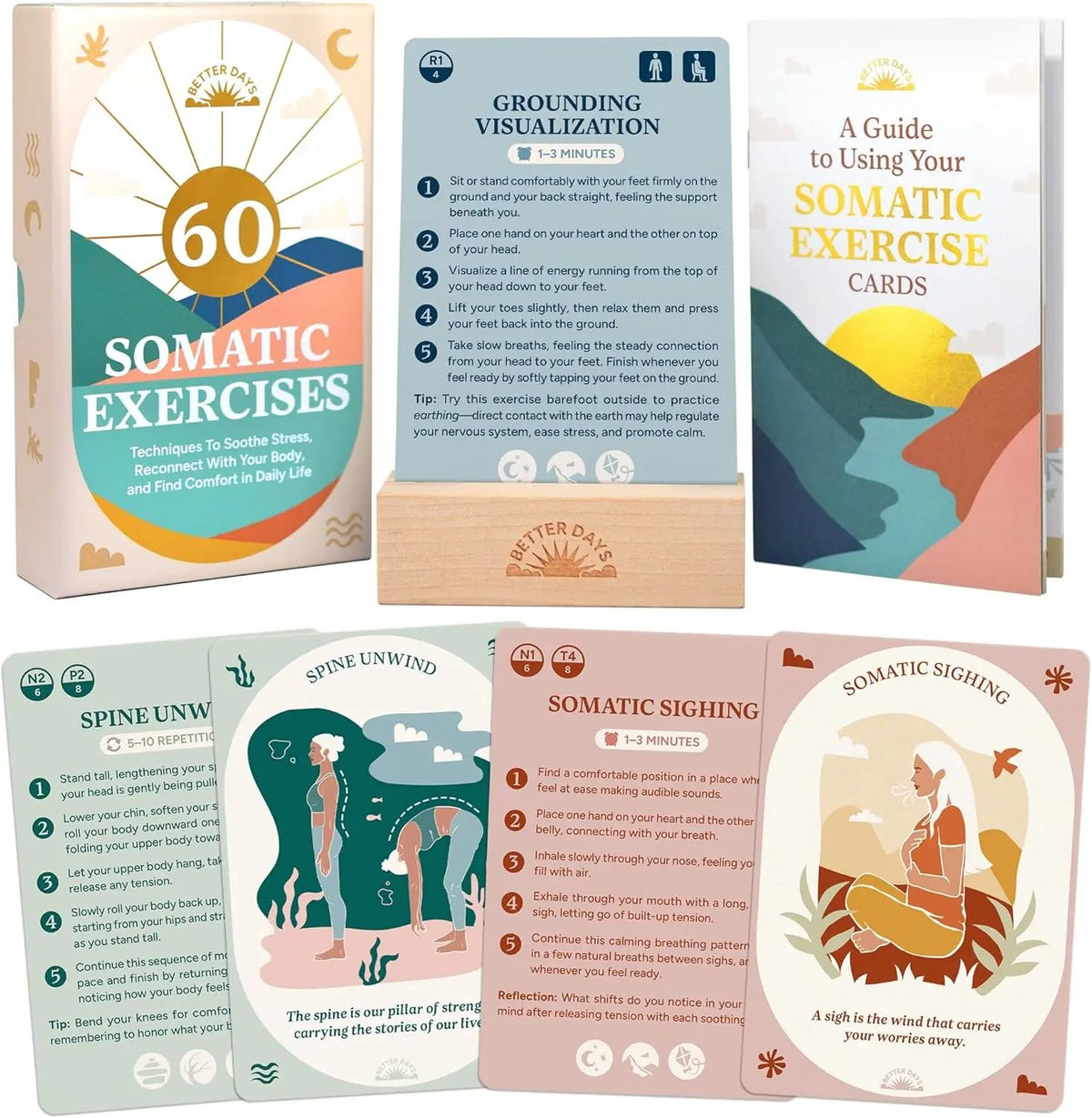 🧠🌿60 Somatic Therapy Exercise Cards-Your Nervous System Reset for Daily Calm 🥳📖 Step-by-Step Guidance - Beginner Friendly