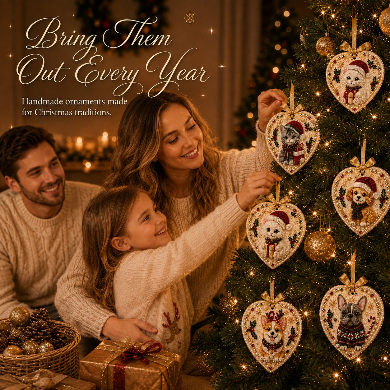 ⏳ Last Day 49% OFF – 🎄Beginner-Friendly DIY Pearl & Gem Christmas Heart Ornament Kit Collection | Complete Kit with Pearl-Style Beads, Gem Accents & Hanging Ribbon Included 💕