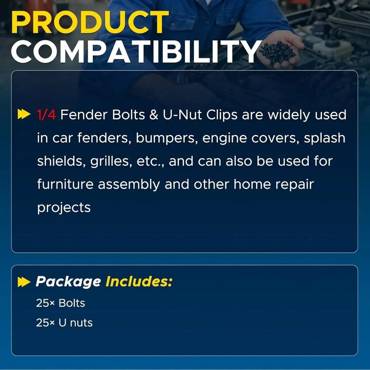 50Pcs Body Bolt & U-Nut Clip Kit