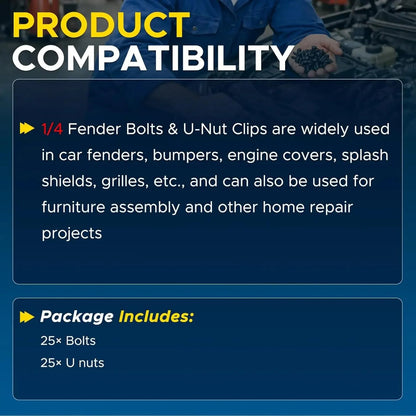 50Pcs Body Bolt & U-Nut Clip Kit