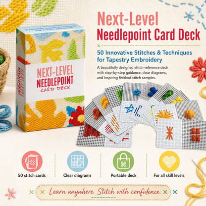 🔥HOT SALE 49% OFF🧵Next-Level Needlepoint Card Deck – 50 Stitch Cards + Techniques for Tapestry Lovers✨(📦Buy 2 Free Shipping)