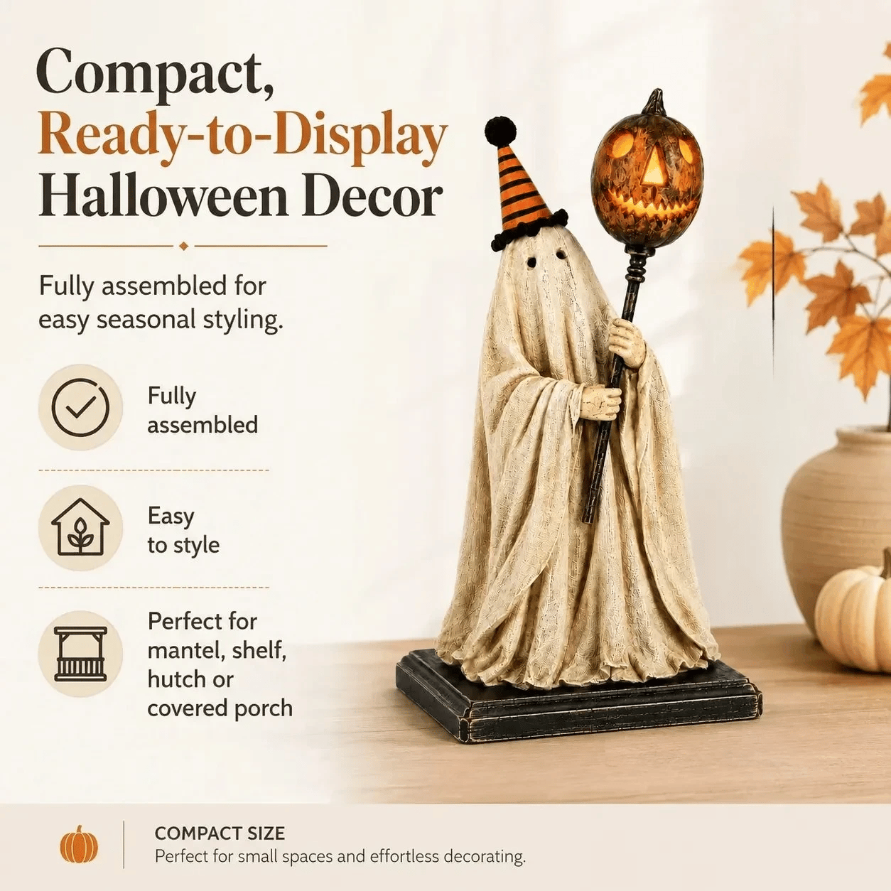 🎁🎉Only $29.99 This Week🌟👻Halloween Light-Up Pumpkin and Ghost Wand Ornament🎃