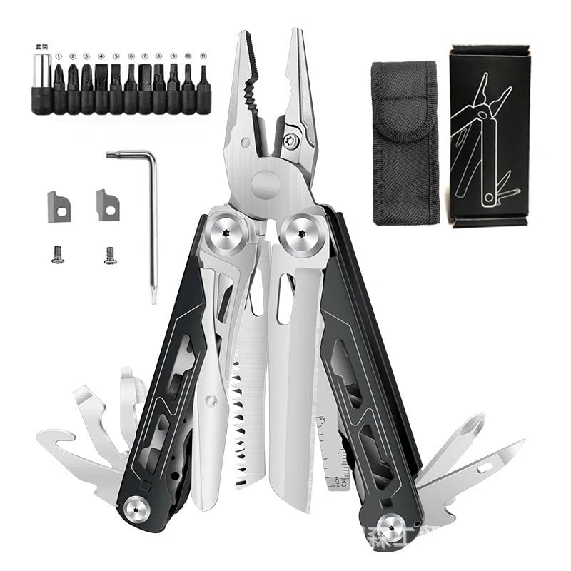 🏕️ 16-in-1 Camping Multi-Tool with Full-Size Scissors & Carrying Pouch