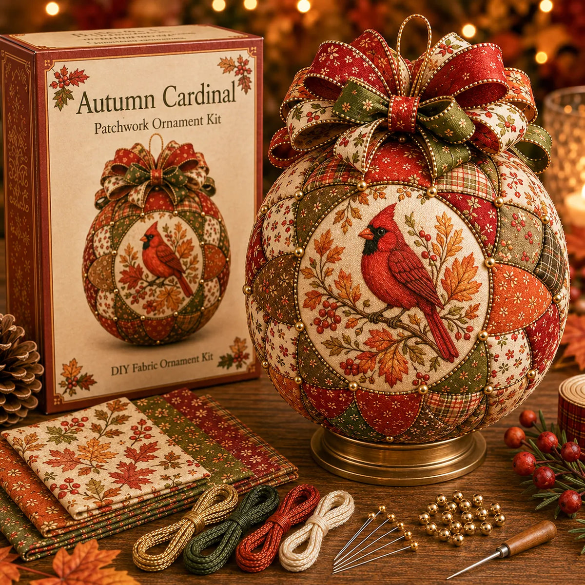 ⏳ Last Day 49% OFF – 🍂 Beginner-Friendly DIY Autumn Thanksgiving Patchwork Ornament Kit Collection | Complete Kit with Coordinated Fabrics, Ornament Form, Harvest Accents & Step-by-Step Guide Included 💕