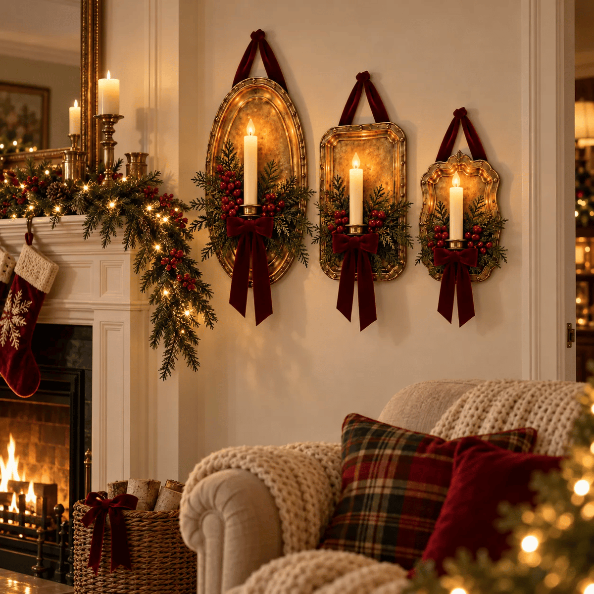 Heritage Glow Christmas Wall Candle Sconce