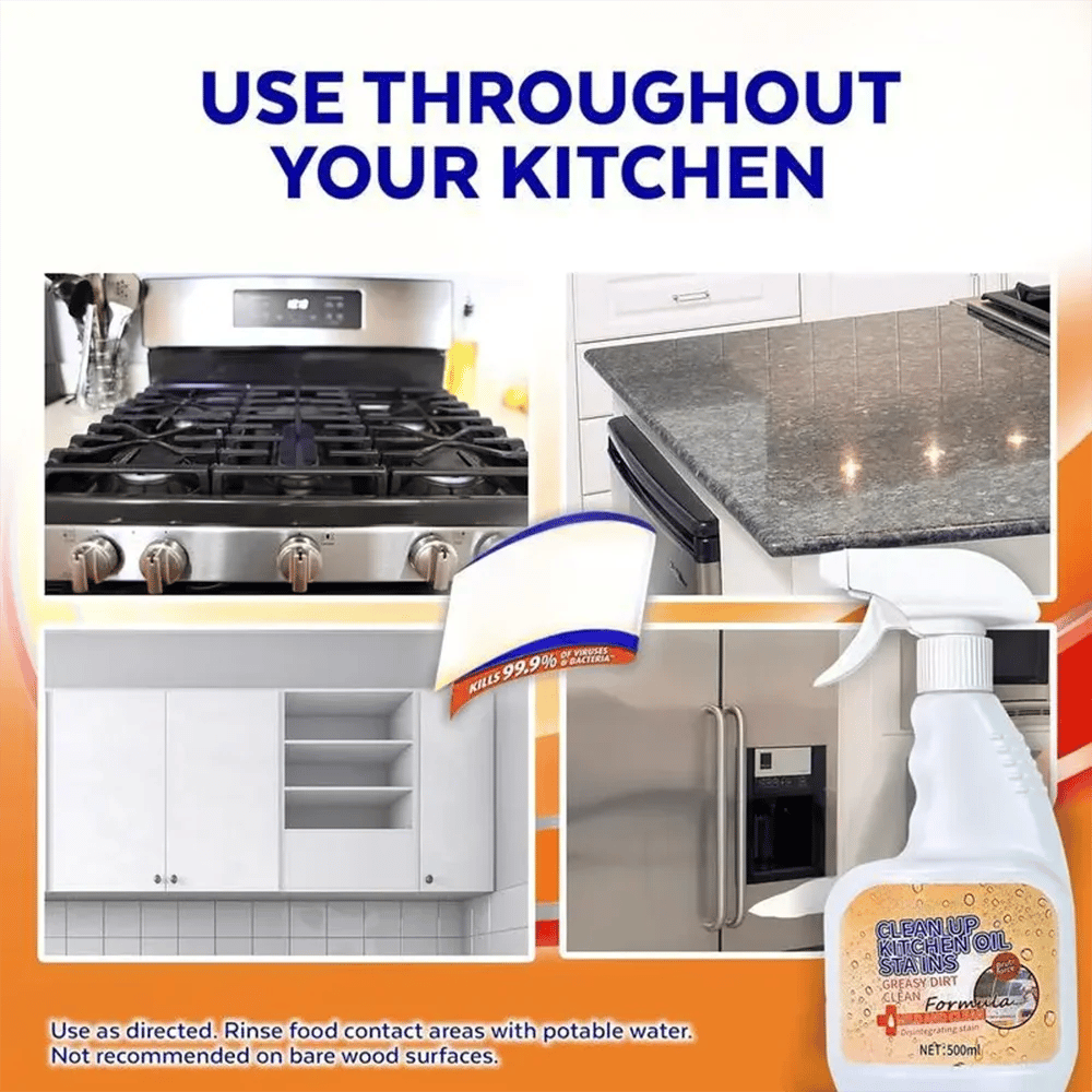 🔥 50% OFF!🫧Heavy Duty Kitchen Degreaser Spray Lasting Effect Heavy Oil Cleaner Stain Removal Liquid for Kitchen