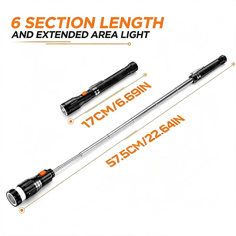 🔦Extendable Magnetic Pickup Tool with LED Flashlight, Telescoping Magnet Retriever for Car Repair