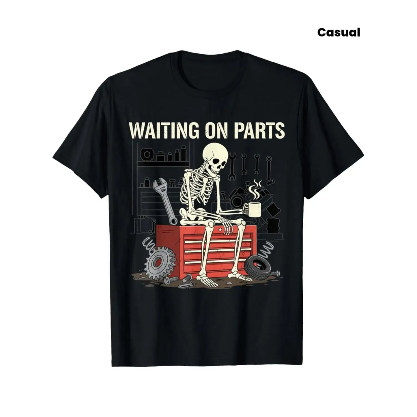 Humorous Skeleton Auto Mechanic T Shirt for Men Women and Couples Trendy Short Sleeve Street Style Casual Summer Tee Must Have Fashionable Top