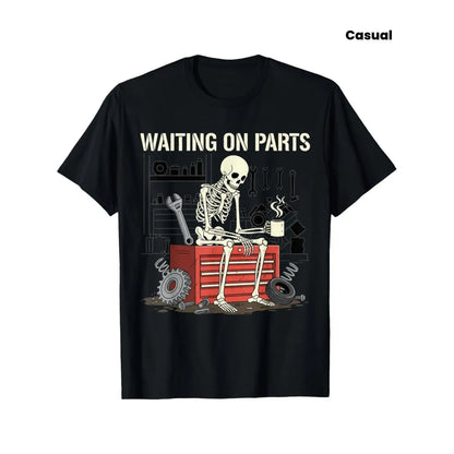 Humorous Skeleton Auto Mechanic T Shirt for Men Women and Couples Trendy Short Sleeve Street Style Casual Summer Tee Must Have Fashionable Top