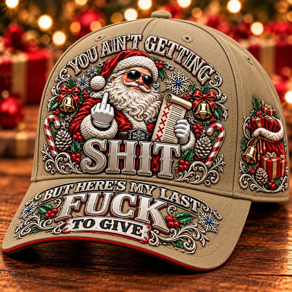 🎄Santa’s Last Gift Adult Humor Christmas Cap - 100% Cotton 🎅You Ain’t Getting Shit