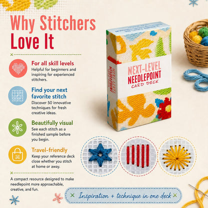 🔥HOT SALE 49% OFF🧵Next-Level Needlepoint Card Deck – 50 Stitch Cards + Techniques for Tapestry Lovers✨(📦Buy 2 Free Shipping)