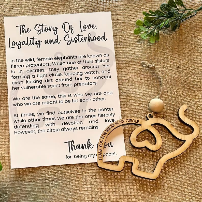 Sisterhood Elephant Wooden Keepsake – Friendship Gift