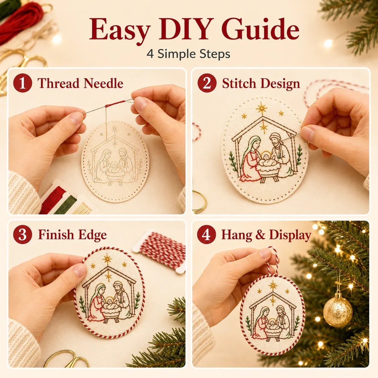 ⏳ Last Day 49% OFF – 🧵 Beginner-Friendly DIY Heirloom Oval Embroidery Ornament Kit Collection | Complete Kit with Embroidery Materials, Ornament Components & Step-by-Step Guide Included 💕