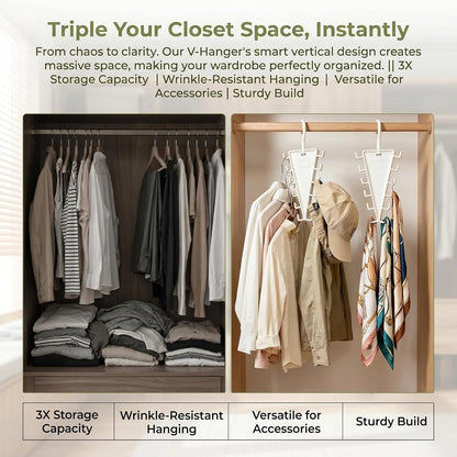 V Shaped Double-Sided Closet Organizer Hanger
