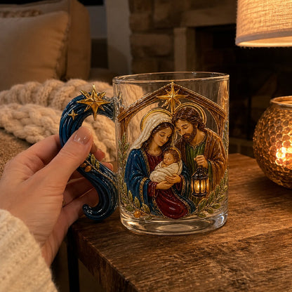 ⏳ Last Day 49% OFF – ✝️ 3D Christian Devotional Glass Mug Collection | 12oz Premium Clear Glass with Raised Jesus & Virgin Mary Figures, Sculptural Details & Jewel-Inspired Accents ✨
