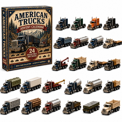 🚚American Trucks Advent Calendar 2026 – 24 Days of Collectible Mini Truck Surprises, Acrylic Charms Blind Box