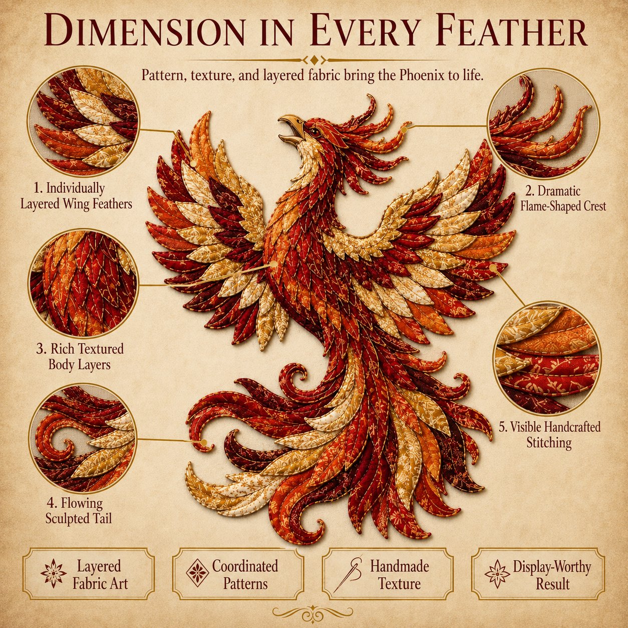 ⏳ Last Day 49% OFF – 🌙 Beginner-Friendly Mythic Wilds DIY Layered Patchwork Art Kit | Complete Kit with Patterned Fabrics, Sewing Materials & Step-by-Step Guide Included 💕