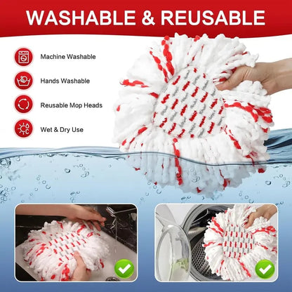 3 Pack Upgraded Spin Mop Replacement Head with Built-in Scrub Pad