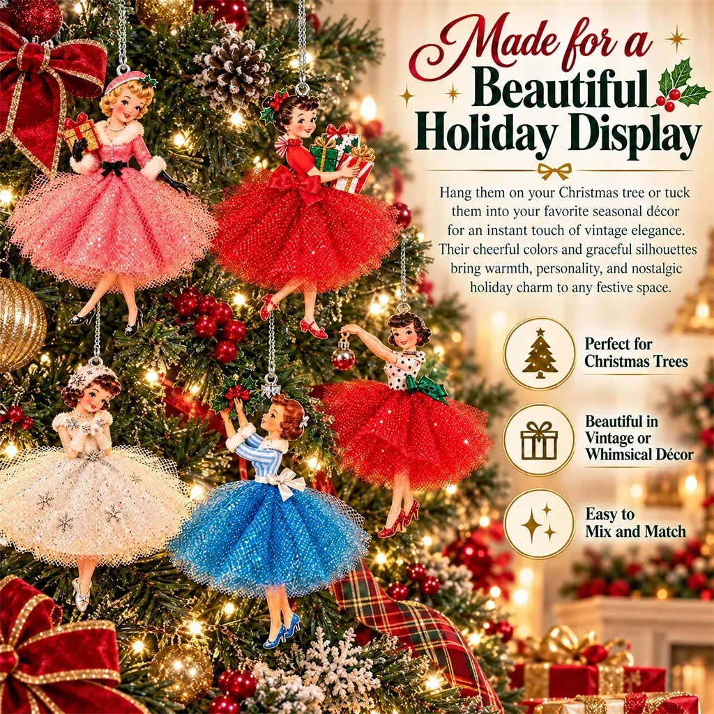Vintage Christmas Lady Ornaments – 1950s-Inspired Holiday Charm 🎄