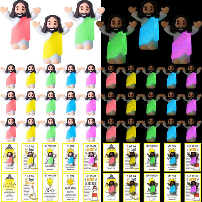 ✝️ Glow-in-the-Dark Little Jesus Mini Figure Collection | Colorful Faith-Inspired Keepsakes with Message Cards for Gifting, Sharing & Everyday Encouragement ✨