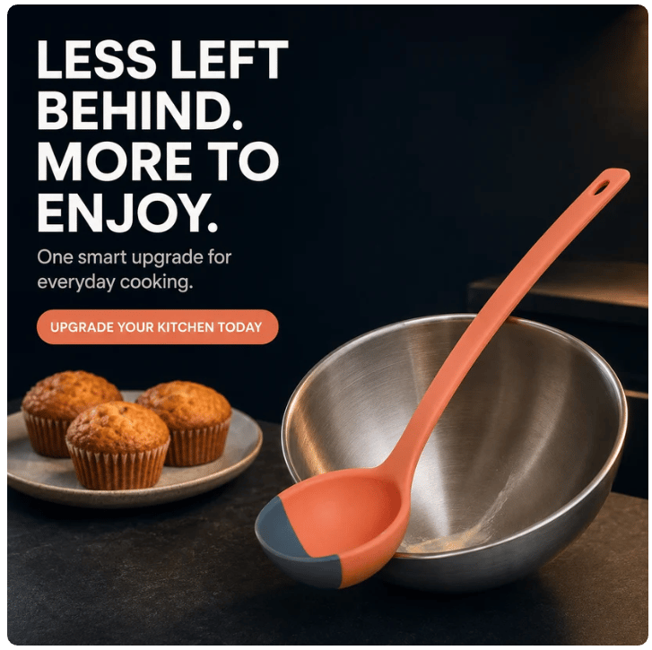 Silicone Spoon - Colorful Silicone Spatula Ladle with a Soft Top to Mold to your Pots & Pans