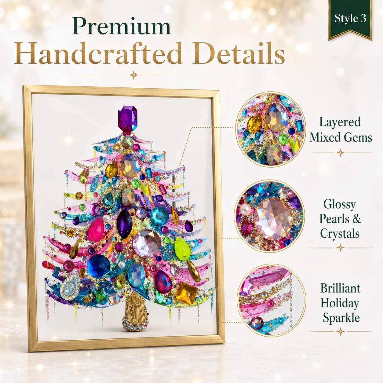 🎄 Jeweled 3D Christmas Tree Framed Art — Fill Your Home with Sparkling Holiday Magic! ✨💎