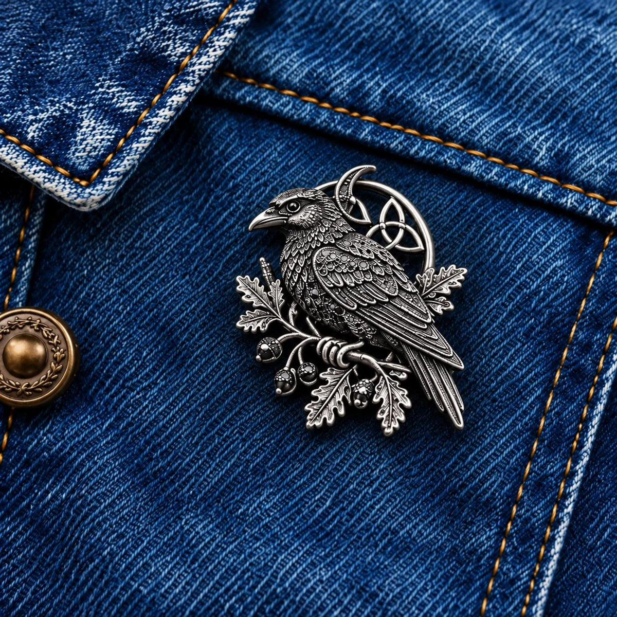 🐦‍⬛ Gothic Celtic Raven Brooch | 4 Single-Brooch Styles