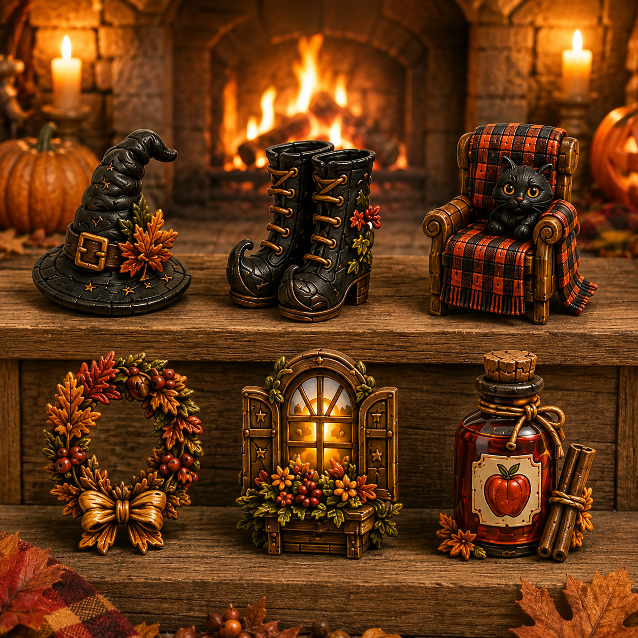Autumn Witch Cottage cozy fall display