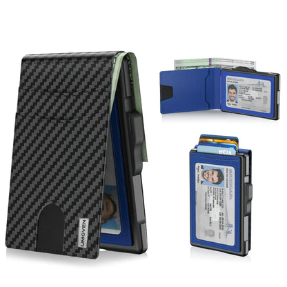 ✨UMOVEN® Pop-Up Aluminum Wallet for Men – RFID Blocking, Slim Leather Slots, Cash Clip & ID Window, Gift Box Included