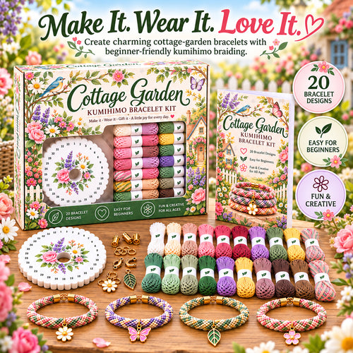 🔥50% Off Last Day - BUY 3 GET 1 FREE🌸Cottage Garden Kumihimo Bracelet Making Kit – DIY Braided Friendship Bracelets & Creative Gift Set