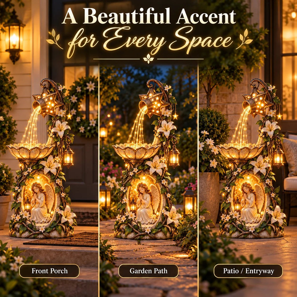 👼 Angel Starlight Garden Fountain | Lighted Faith-Inspired Outdoor Decor