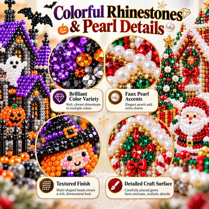 🎄🎃 3D DIY Diamond Art Village Kit – Christmas & Halloween Craft Decor
