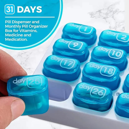 🎉💊31 Days Pill Box-Monthly Pill Organizer-Arthritis-Friendly Easy-Open Lids
