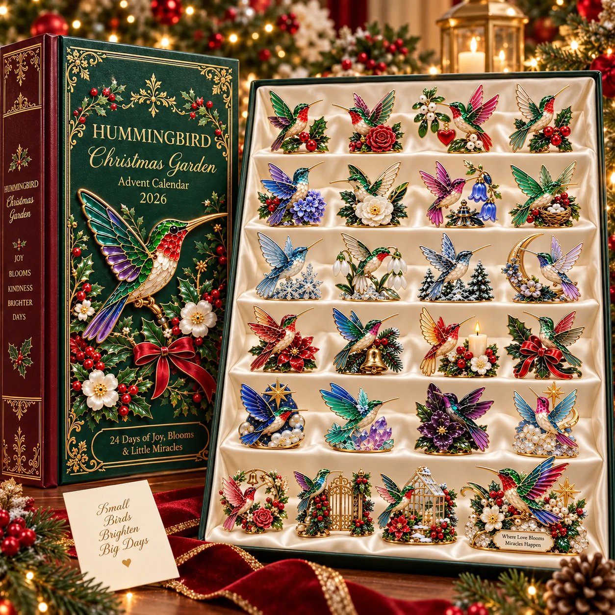 Hummingbird Christmas Garden Advent Calendar 2026 – 24 Nature Miniatures