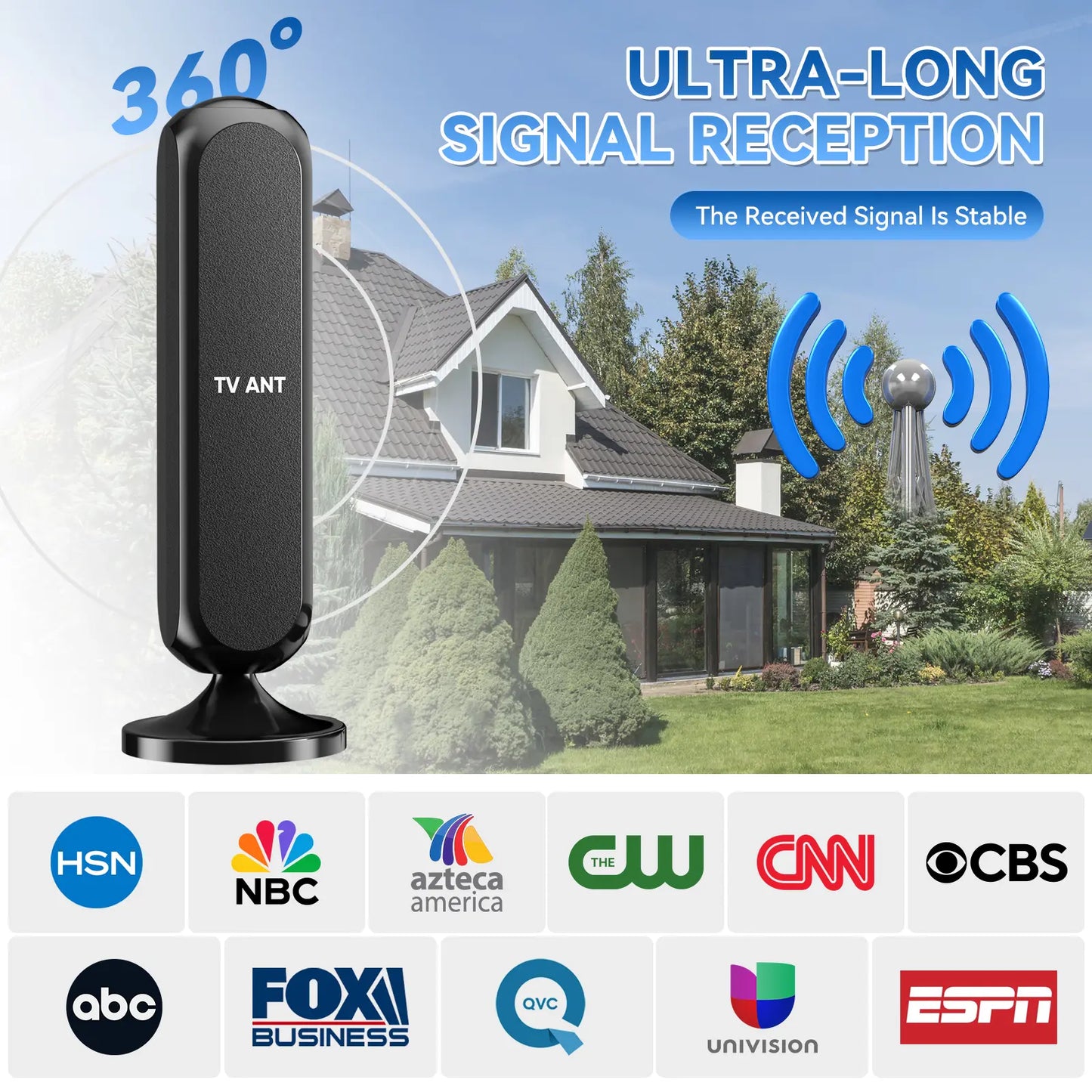 HIDB Indoor TV Antenna 4K HD Signal Amplified Compact